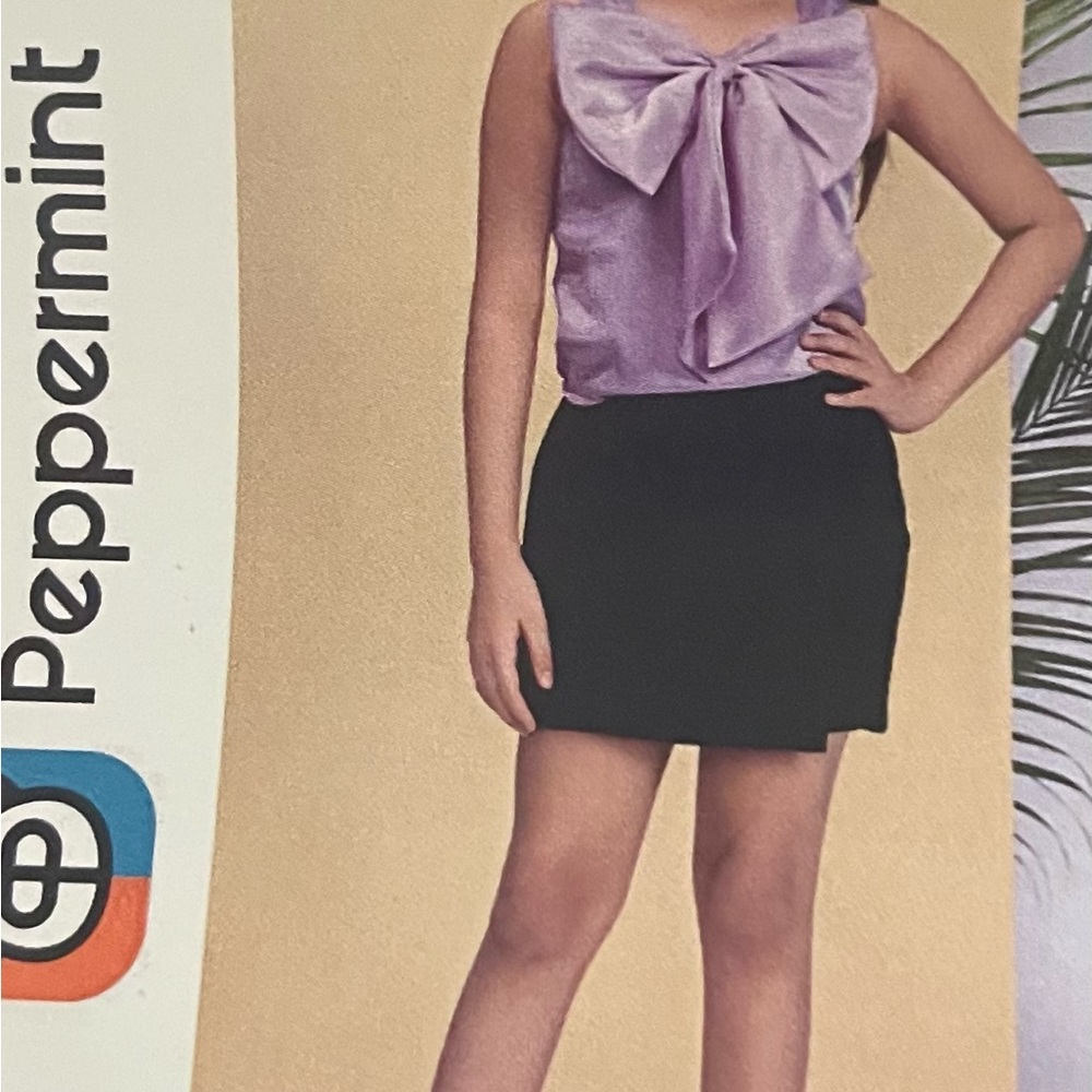 Peppermint Lavender Top and Black Skirt Ensemble